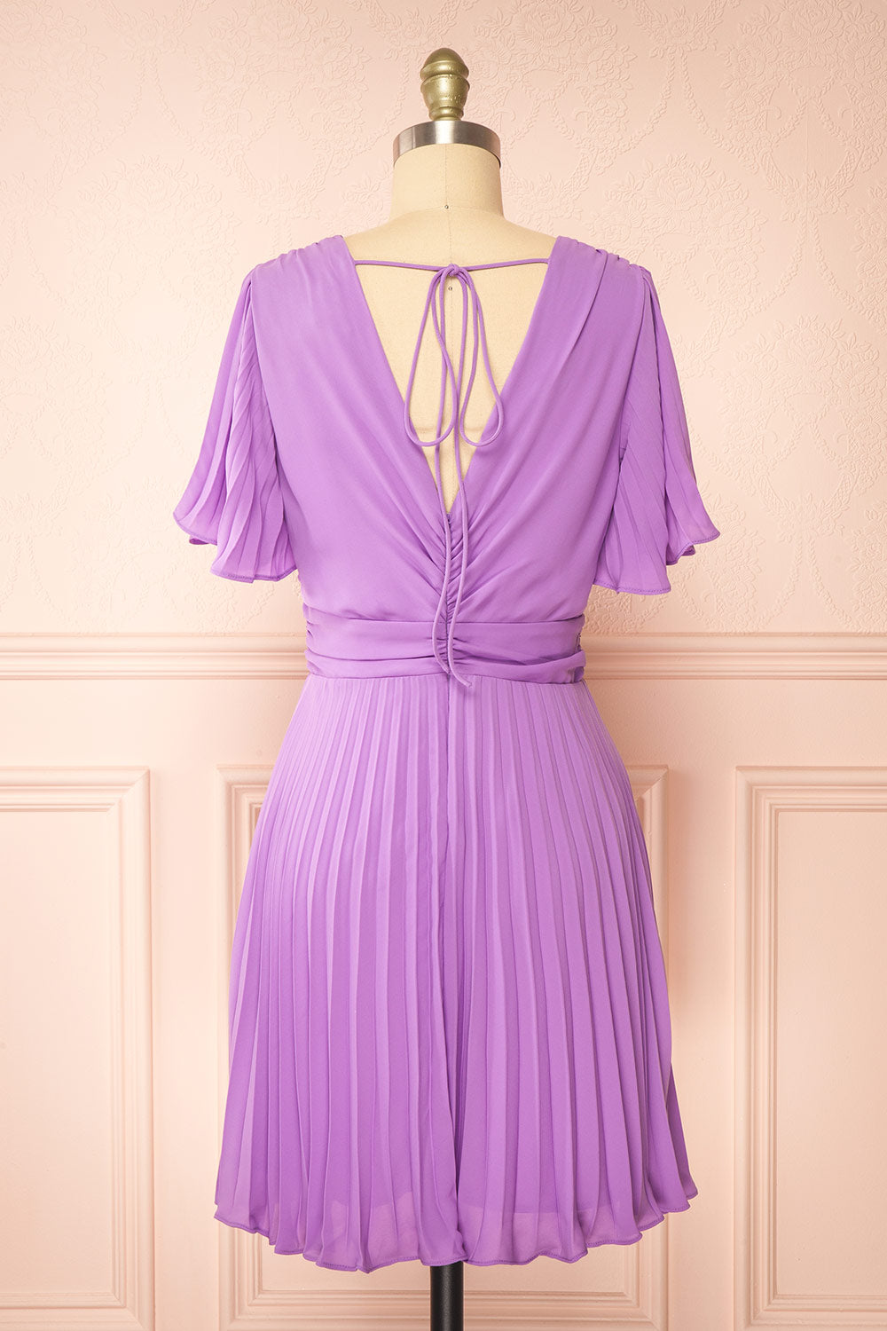 Loubna Short Purple Pleated Dress | Boutique 1861 back view