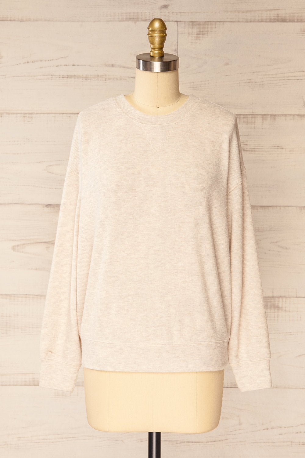 Louina | Beige Ribbed Pyjama Top