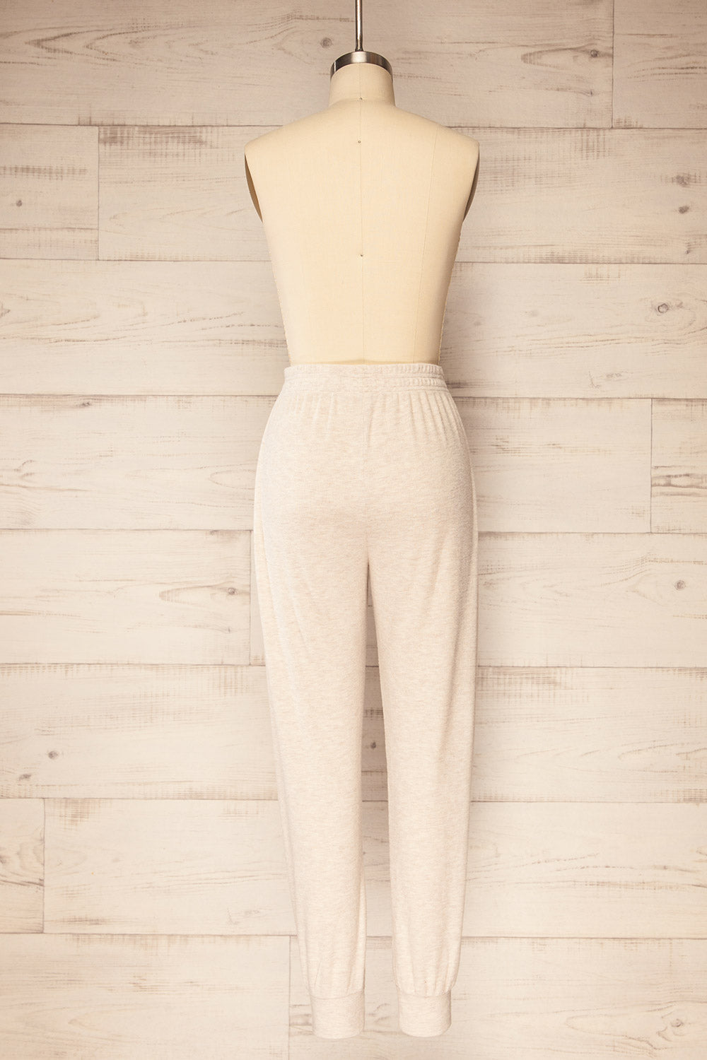 Louisa Beige Ribbed Pyjama Jogger Pants | La petite garçonne back view