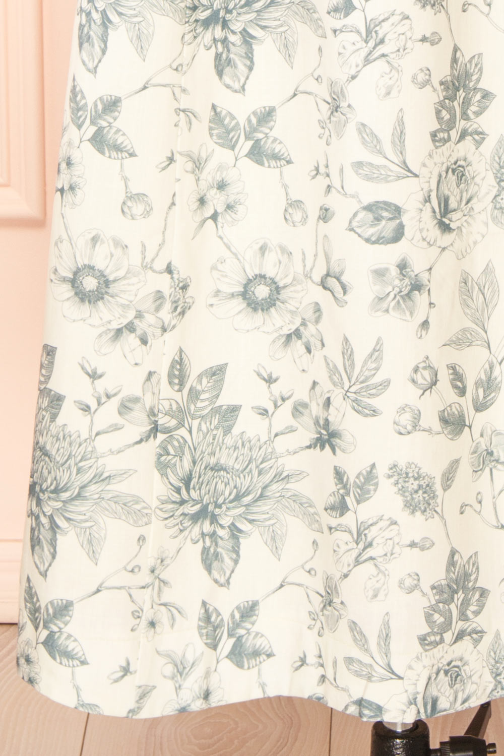 Louna Blue Strapless Floral Faux Linen Dress | Boutique 1861 bottom