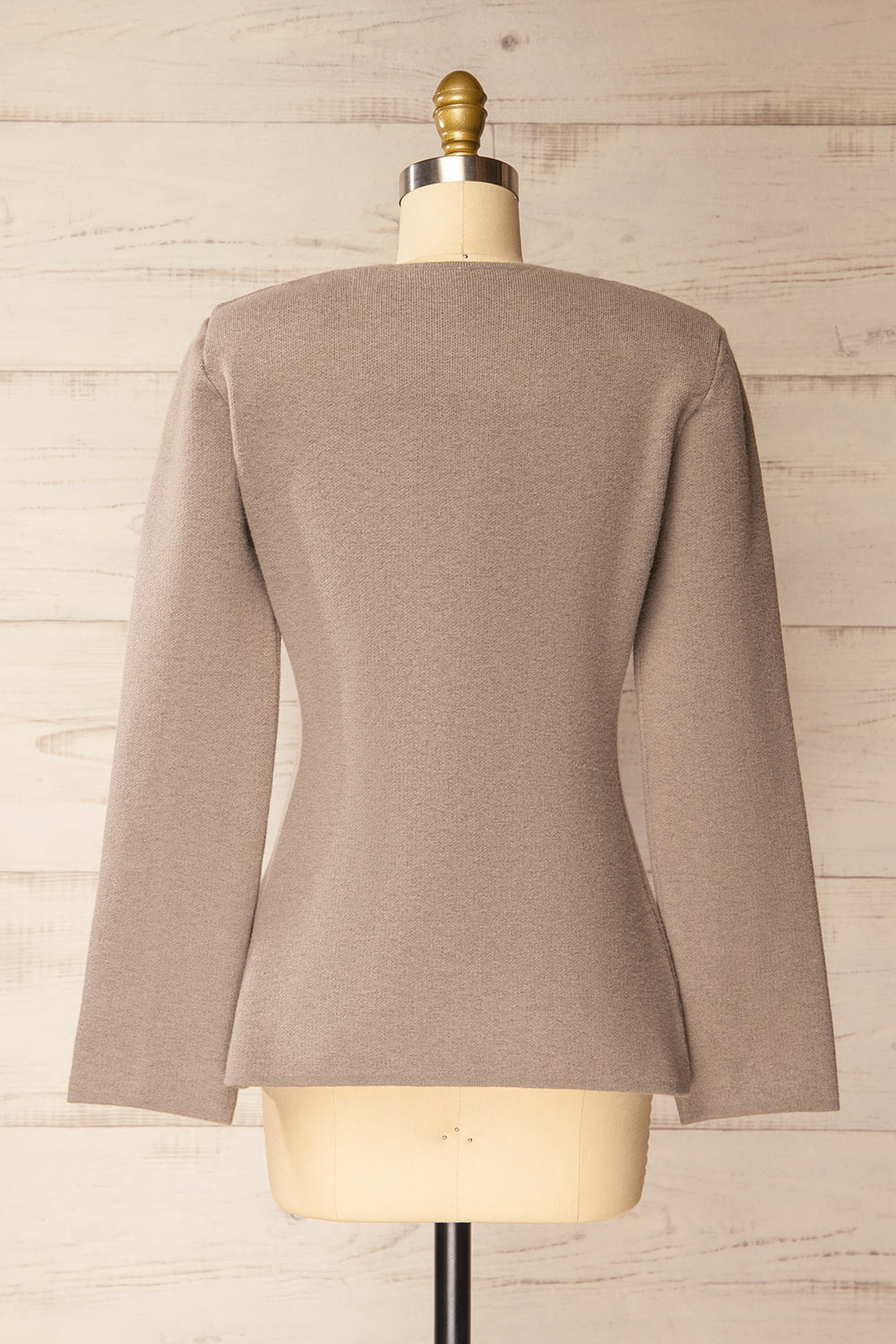 Louxor Taupe Knitted Flared Cardigan | La petite garçonne back view