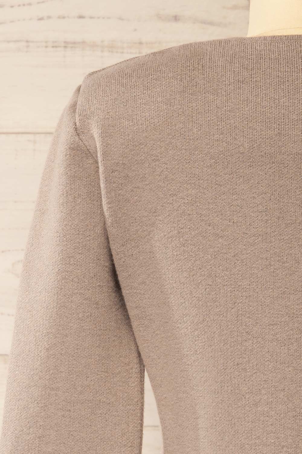 Louxor Taupe Knitted Flared Cardigan | La petite garçonne back