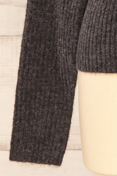 Luanda Grey Long Ribbed Sweater | La petite garçonne sleeve close-up