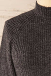Luanda Grey Long Ribbed Sweater | La petite garçonne front close-up