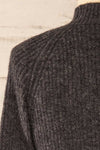 Luanda Grey Long Ribbed Sweater | La petite garçonne back close-up