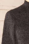 Luanda Grey Long Ribbed Sweater | La petite garçonne side close-up
