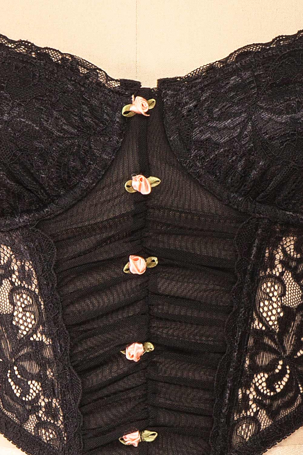 Women's Black Structured Lace Bandeau Corset Top