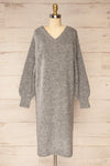 Lucienne Grey Midi Fuzzy Knit Dress | La petite garçonne  front view