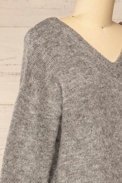 Lucienne Grey Midi Fuzzy Knit Dress | La petite garçonne  side