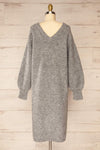 Lucienne Grey Midi Fuzzy Knit Dress | La petite garçonne  back view