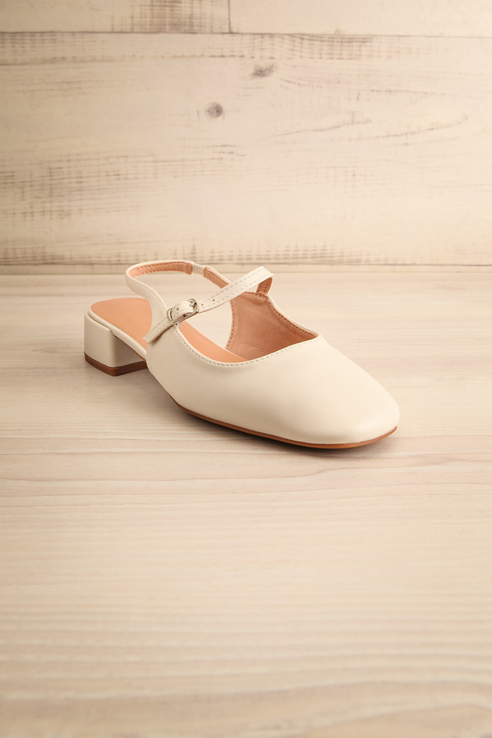 Lulu Ivory Faux Leather Flats | La petite garçonne front view