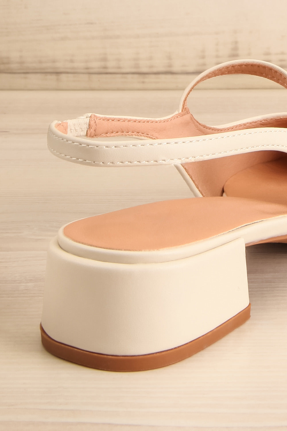 Lulu Ivory Faux Leather Flats | La petite garçonne back close-up