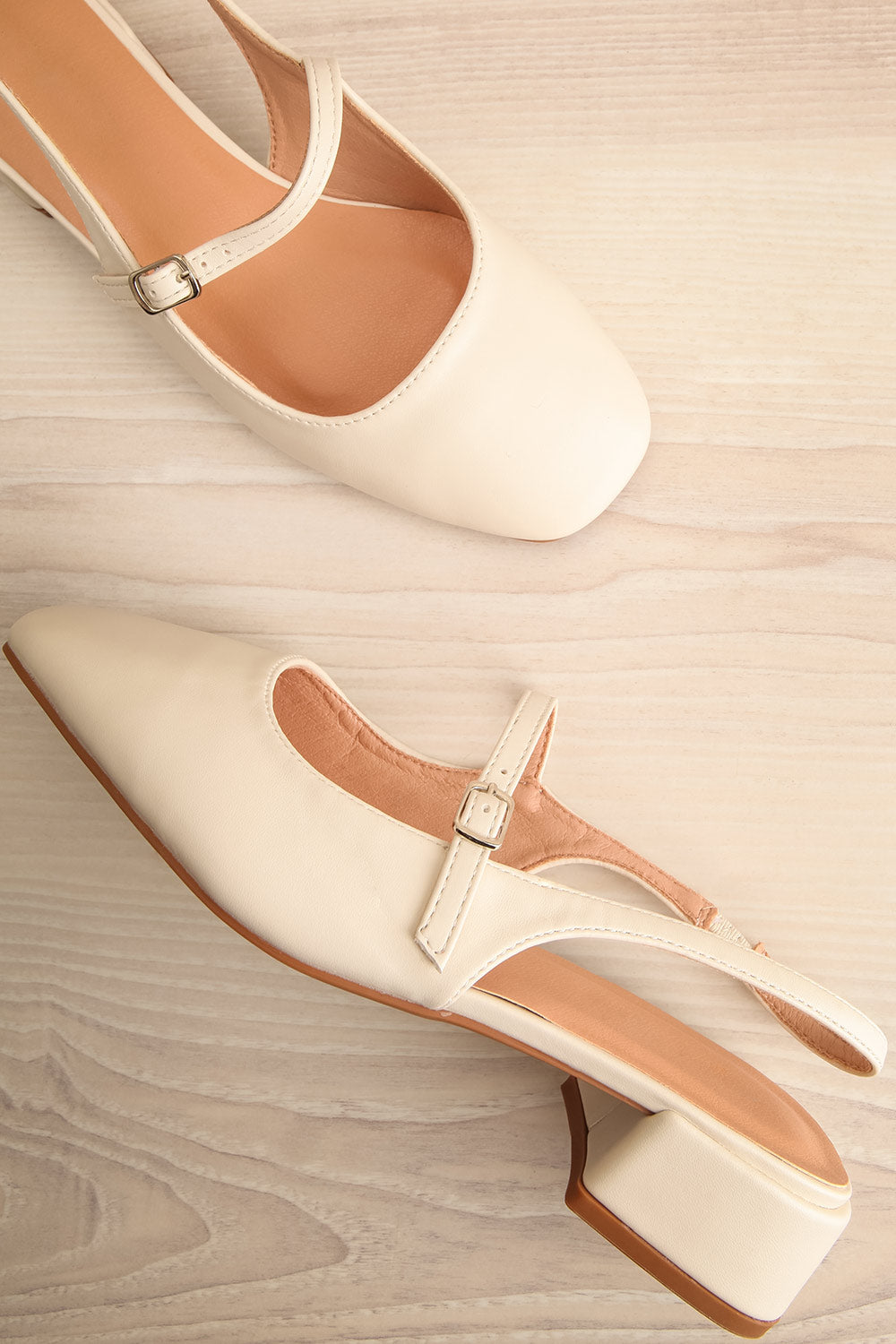 Lulu Ivory Faux Leather Flats | La petite garçonne flat view