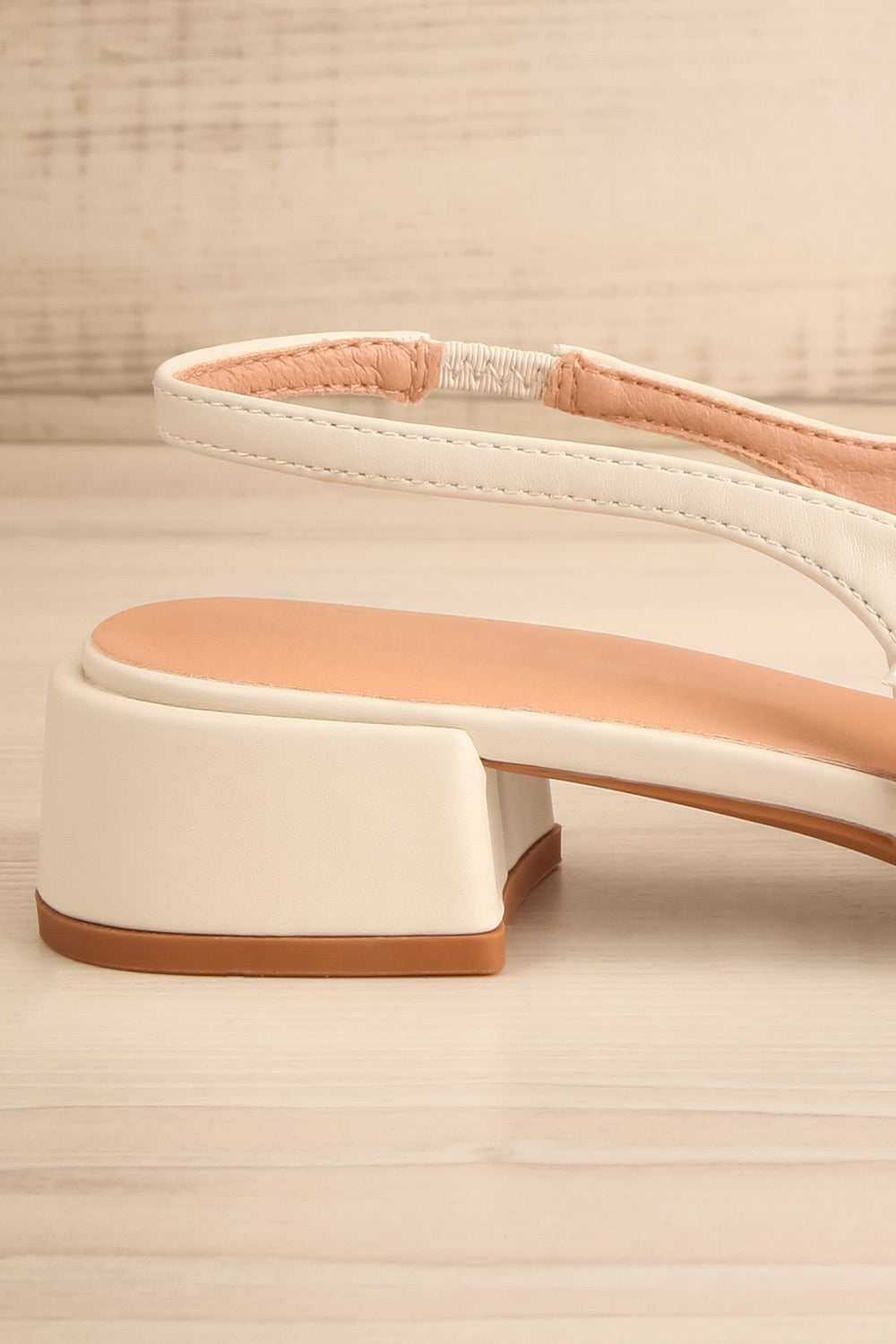 Lulu Ivory Faux Leather Flats | La petite garçonne back side close-up