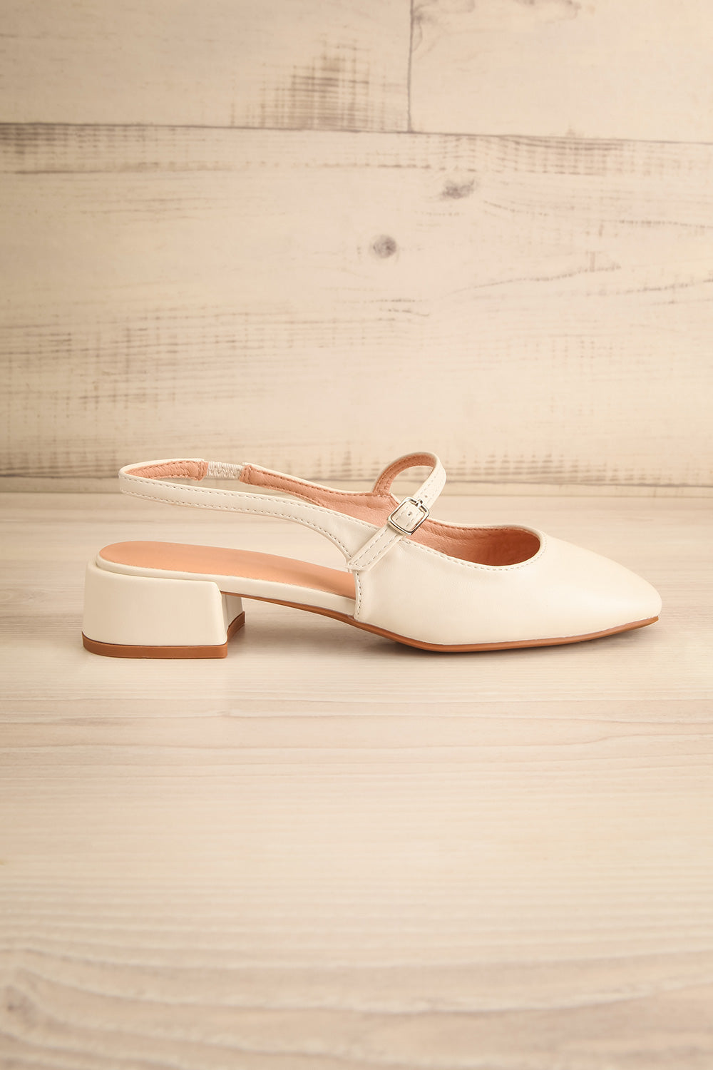 Lulu Ivory Faux Leather Flats | La petite garçonne side view