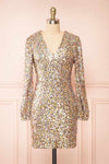 Lumiana Short Fitted Multicolor Sequins Dress | Boutique 1861 front view
