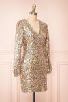 Lumiana Short Fitted Multicolor Sequins Dress | Boutique 1861 side view