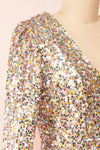 Lumiana Short Fitted Multicolor Sequins Dress | Boutique 1861 side close-up
