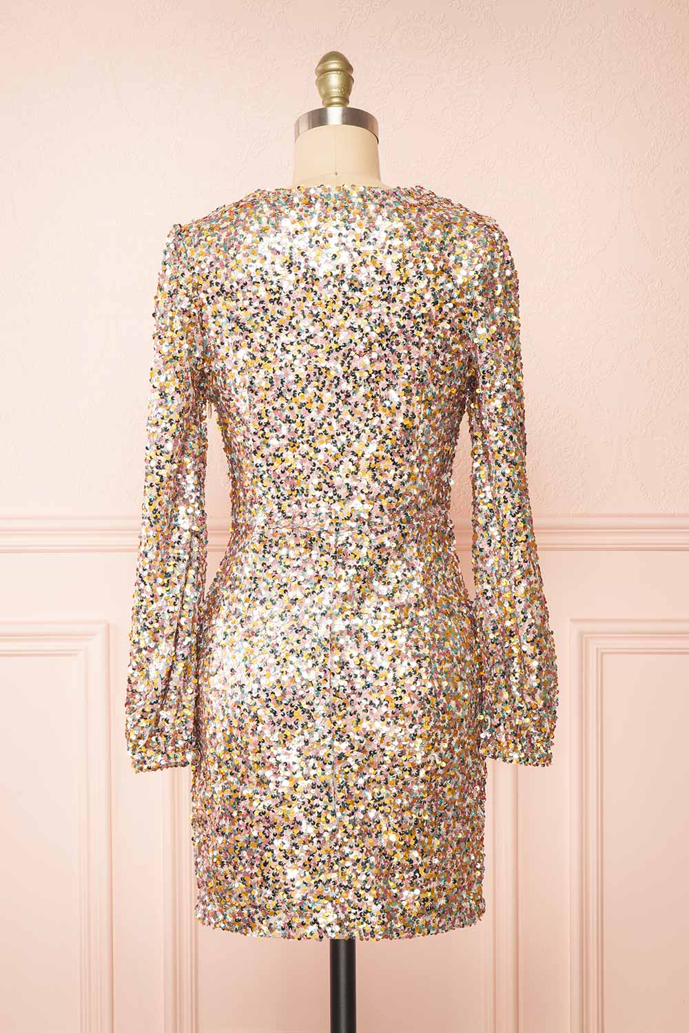 Lumiana Short Fitted Multicolor Sequins Dress Boutique 1861