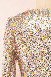 Lumiana Short Fitted Multicolor Sequins Dress | Boutique 1861 back close-up