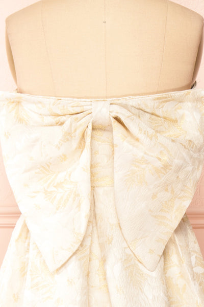 Luminea Floral Jacquard Strapless Midi Dress | Boudoir 1861 back clsoe-up