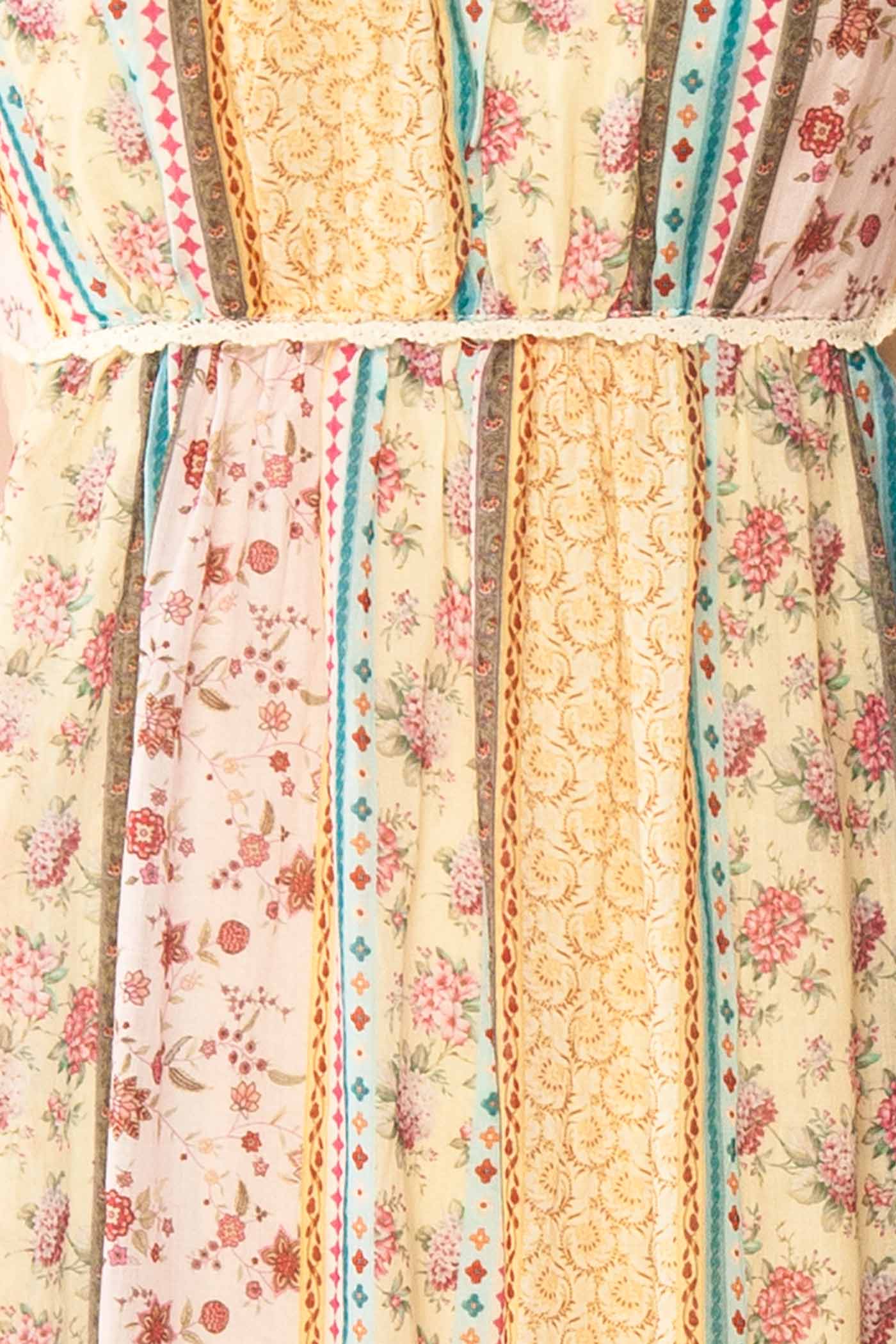 Close-up view Lumora Multicoloured Maxi Dress with Pockets at la boutique 1861