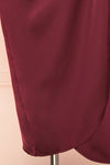 Lunaria Burgundy Satin Wrap Midi Dress w/ Long Sleeves | Boutique 1861 bottom