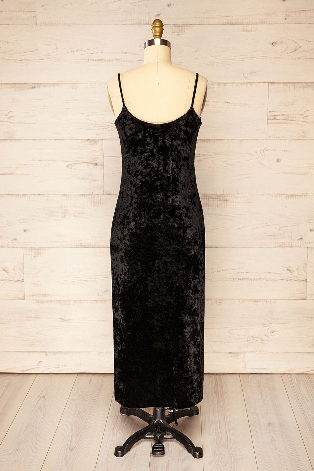 Luritta Black Velours Midi Dress | La petite garçonne back view