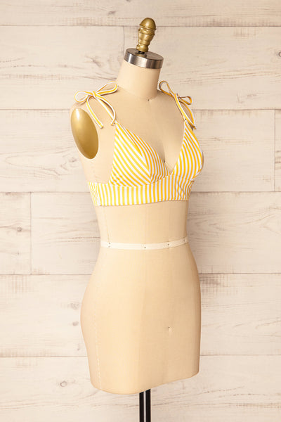 Lusaka Yellow Striped Bikini Top | La petite garçonne side view
