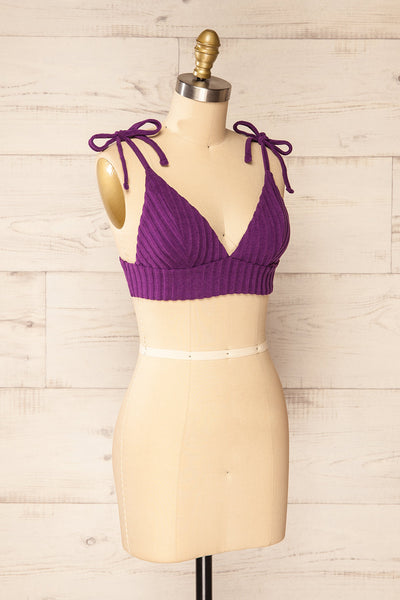 Lusaka Purple Ribbed Bikini Top | La petite garçonne side view