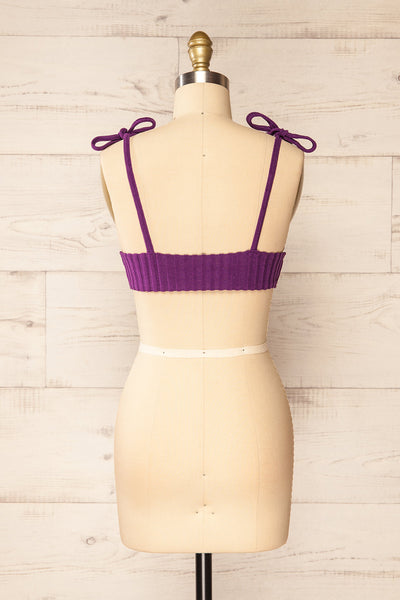 Lusaka Purple Ribbed Bikini Top | La petite garçonne back view