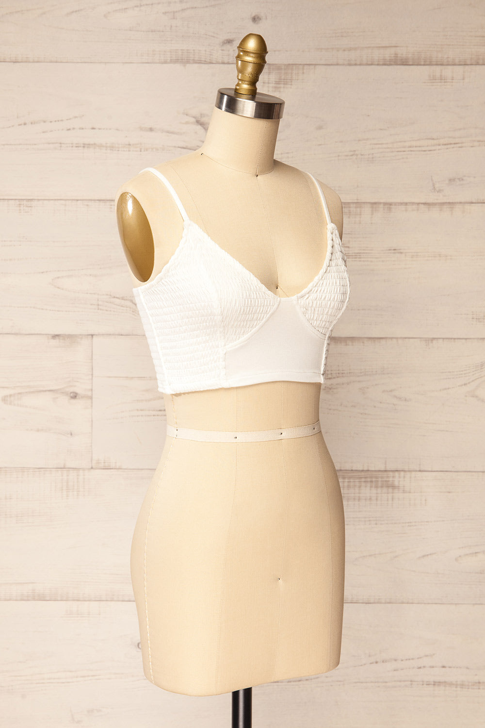 Lustleigh White Cropped Ruched Camisole | La petite garçonne  side view