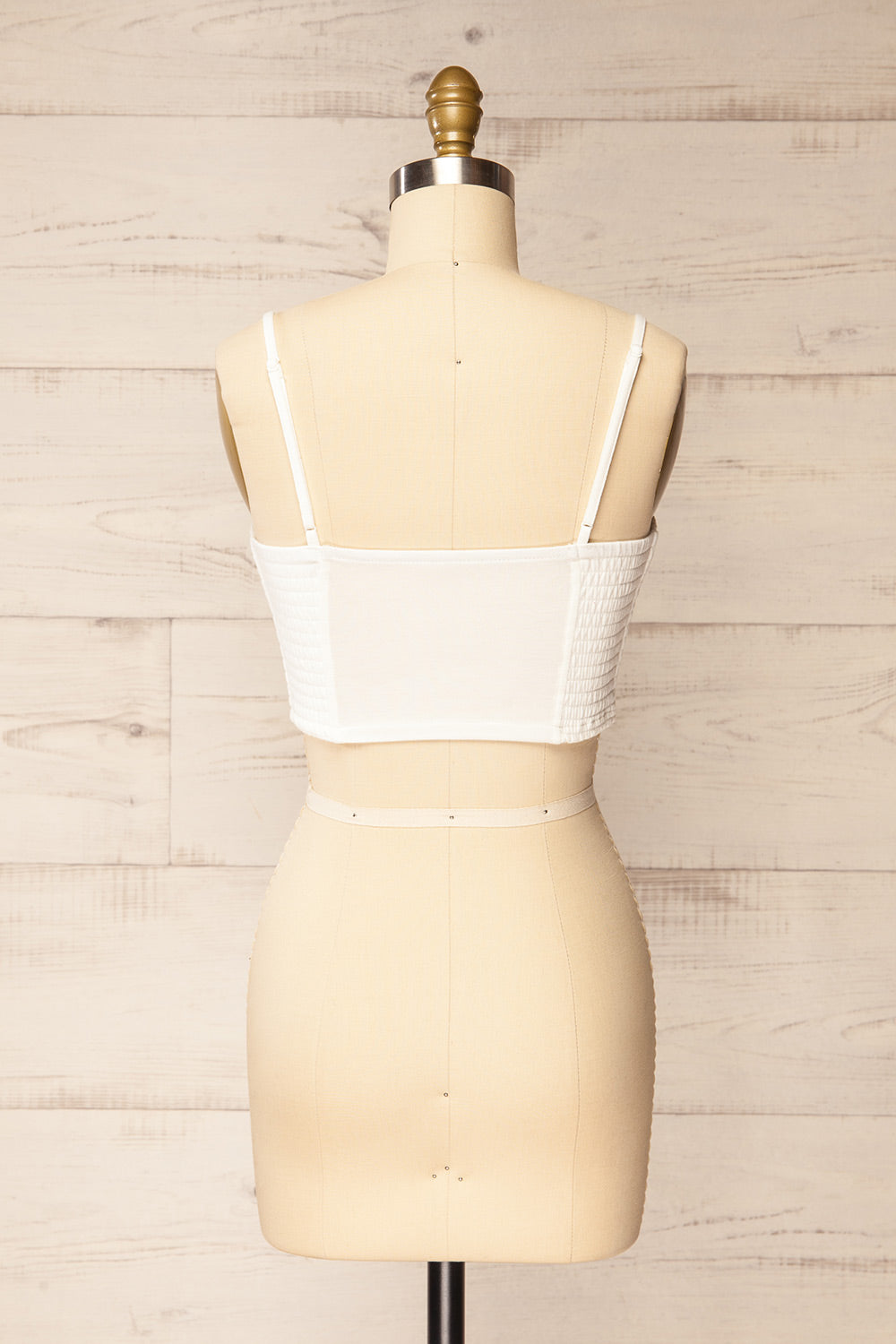 Lustleigh White Cropped Ruched Camisole | La petite garçonne  back view