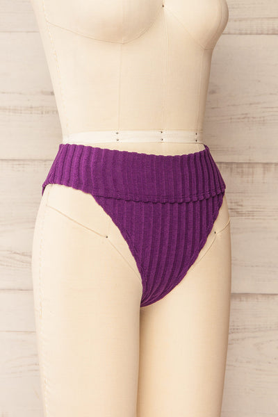 Luzalaka Purple Ribbed Bikini Bottom | La petite garçonne side view