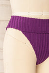Luzalaka Purple Ribbed Bikini Bottom | La petite garçonne side close-up