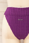 Luzalaka Purple Ribbed Bikini Bottom | La petite garçonne back close-up