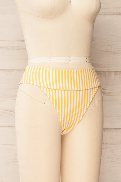 Luzalaka Yellow Striped Bikini Bottom | La petite garçonne side view