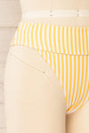 Luzalaka Yellow Striped Bikini Bottom | La petite garçonne side close-up