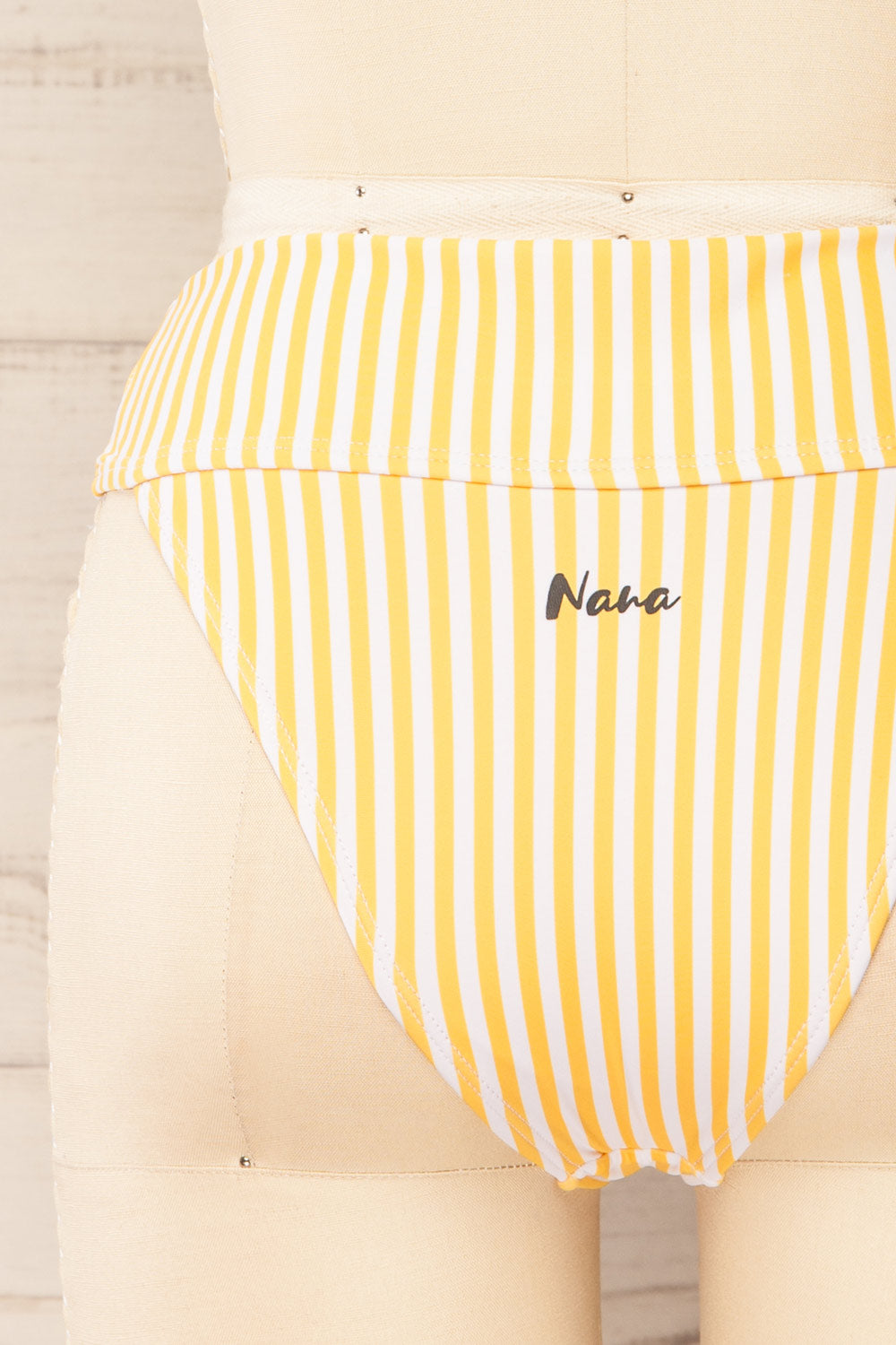 Luzalaka Yellow Striped Bikini Bottom | La petite garçonne back close-up