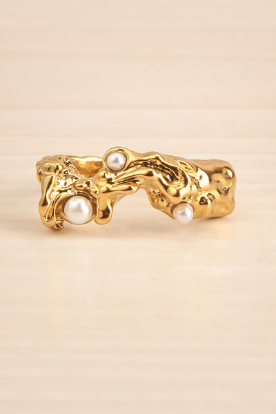 Luzenac Gold Organic Ring w/ Glass Beads | La petite garçonne front close-up