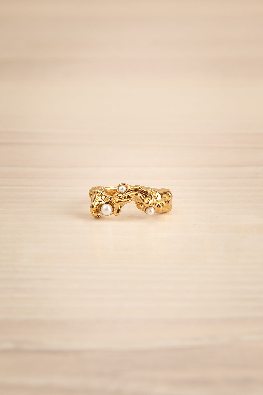 Luzenac Gold Organic Ring w/ Glass Beads | La petite garçonne front view