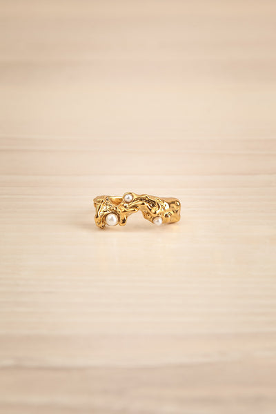 Luzenac Gold Organic Ring w/ Glass Beads | La petite garçonne front view