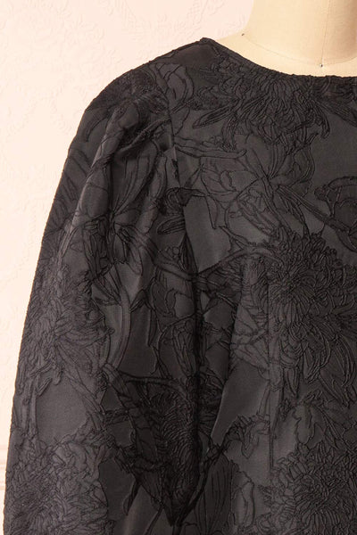 Lyrilla Short Loose Embroidered Black Dress | Boutique 1861 side close-up