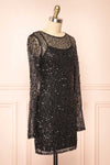 Lyrissa Black Short Mesh Sequin Dress | Boutique 1861 side view