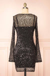 Lyrissa Black Short Mesh Sequin Dress | Boutique 1861 back view