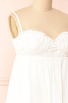 Lyssa White Midi Dress w/ Empire Waist | Boutique 1861 side close-up