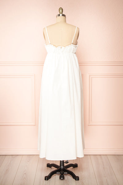Lyssa White Midi Dress w/ Empire Waist | Boutique 1861  back view