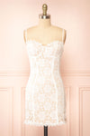 Lyssandra Fitted White Lace Mini Dress | Boutique 1861 front view