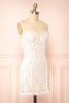 Lyssandra Fitted White Lace Mini Dress | Boutique 1861 side view