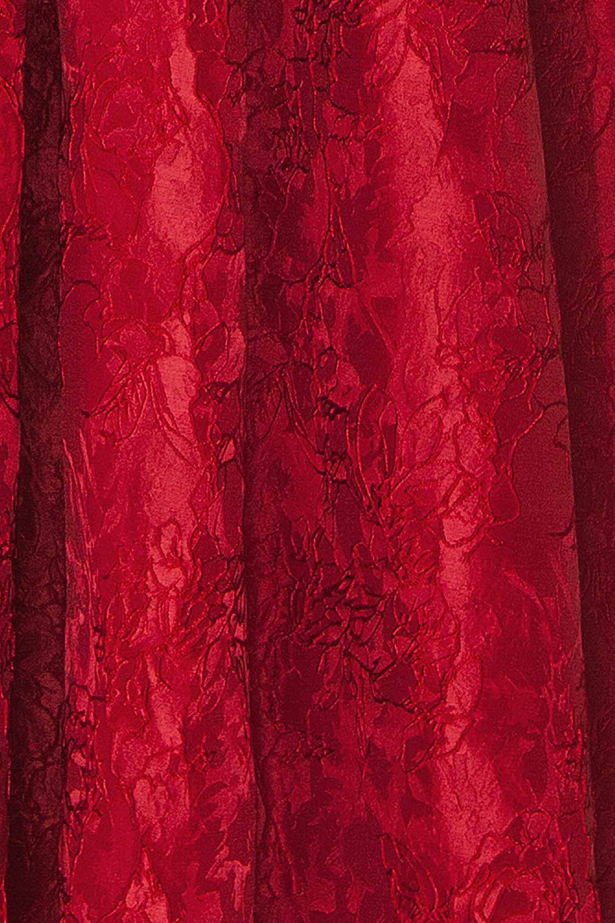 Lyubov | Robe Corset Midi Rouge en Jacquard
